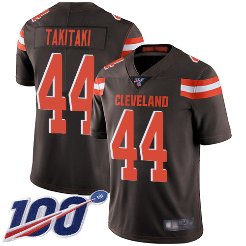 Cleveland Browns Sione Takitaki Men Brown Limited Jersey 44 NFL Football Home 100th Season Vapor Untouchable